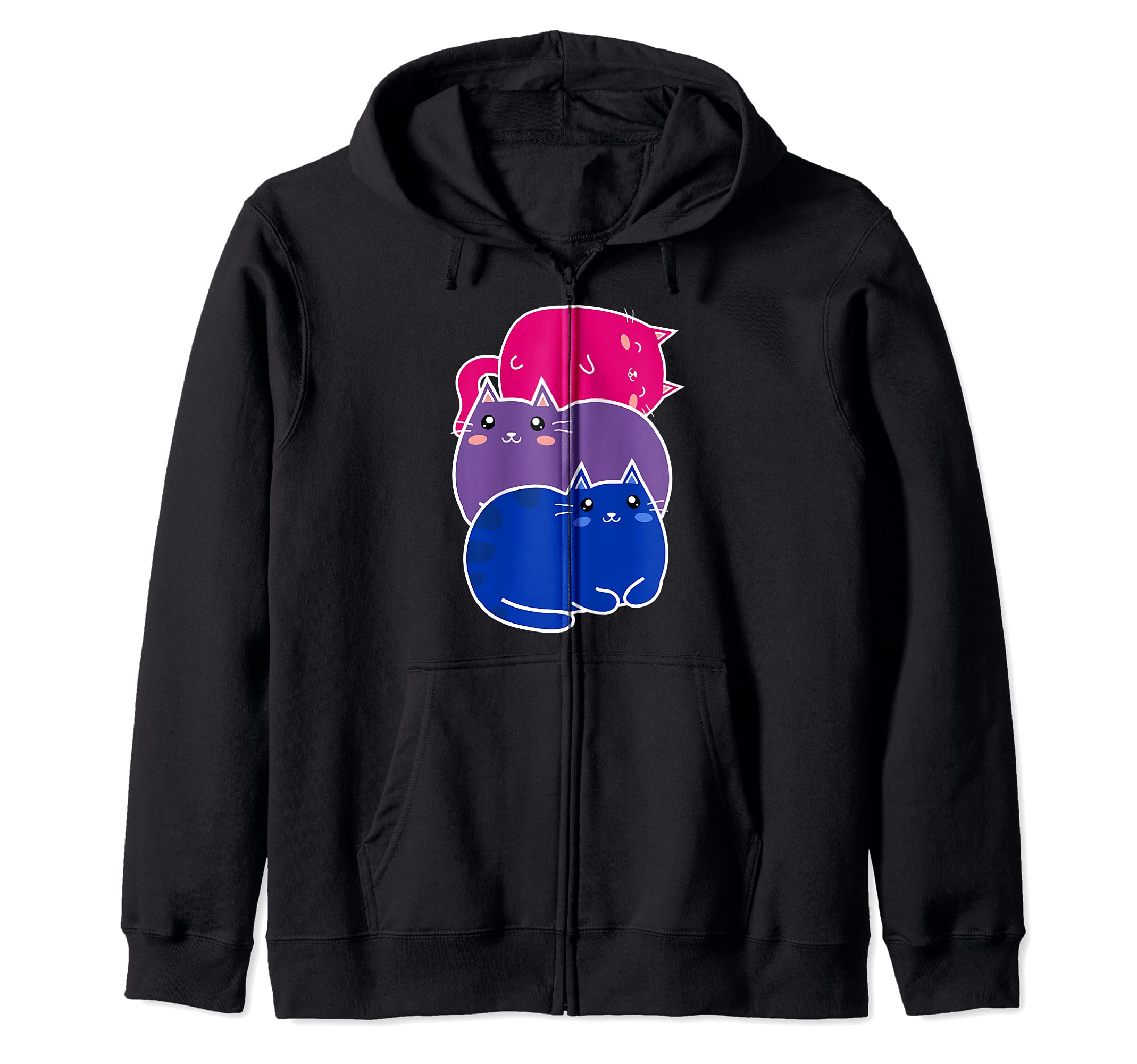 Bisexual Pride Kawaii Kitty Cat Stack Cute Anime style Zip Hoodie