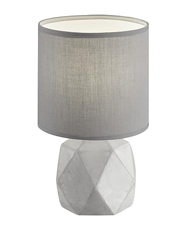 Reality Leuchten Tischleuchte Keramik^Stoff E14, Schirm grau 16 x 16 x 28 cm