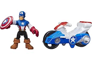 Playskool Heroes Marvel Super Hero Adventures Captain America Figure with Shield Racer Vehicle