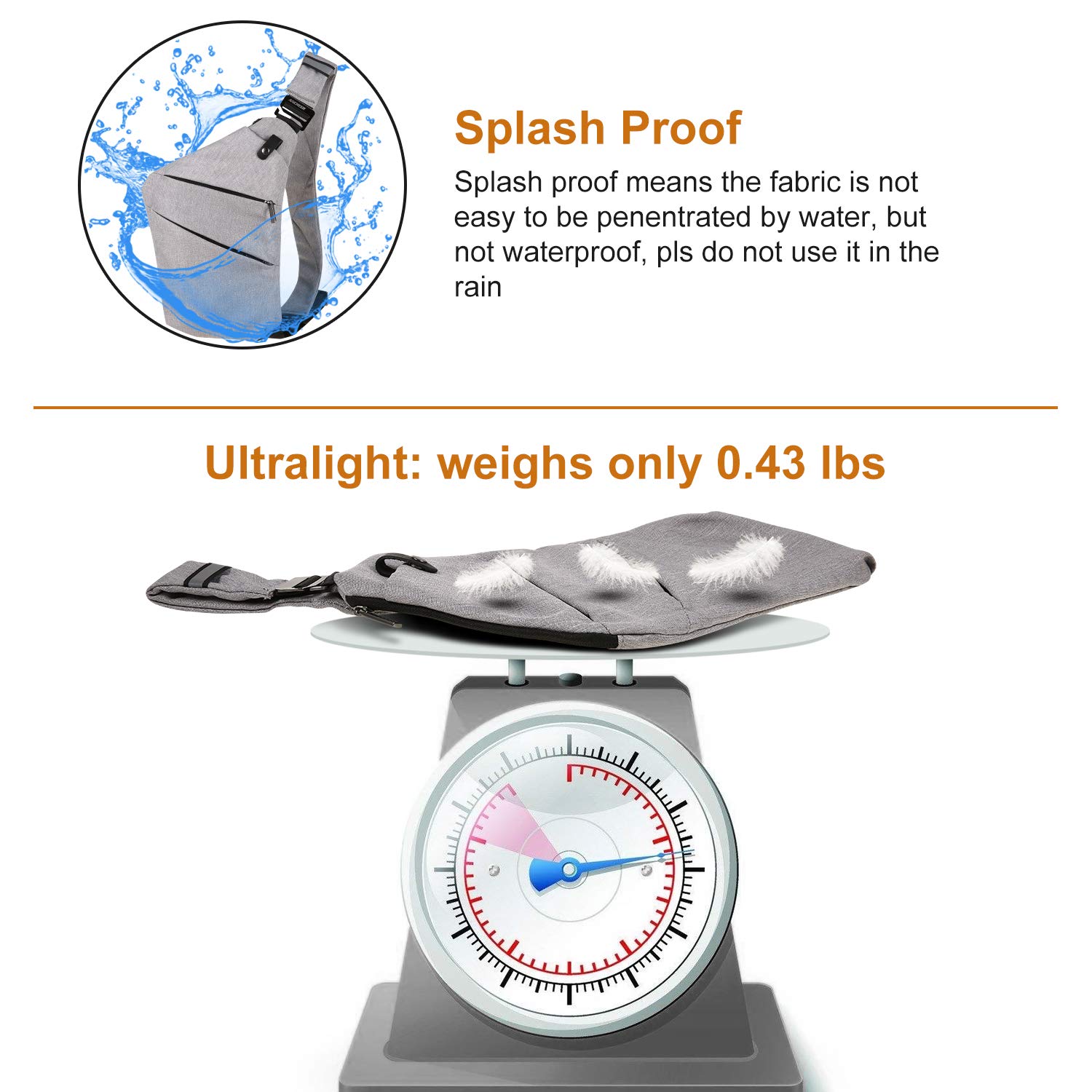 ANCHEER Canvas Sling Chest Bag, Small Unisex Vintage Messenger Crossbody Backpack for Traveling School Dating Shopping & Outdoor Activities (Sling Chest Bag_Gray)