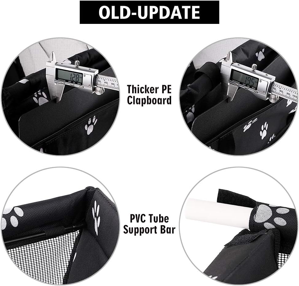 Petbobi Pet Reinforce Car Booster Seat for Dog Cat Portable and Breathable Bag with Seat Belt Dog Carrier Safety Stable for Travel Look Out, with Clip on Leash with PVC Tube (Foot) : Pet Supplies