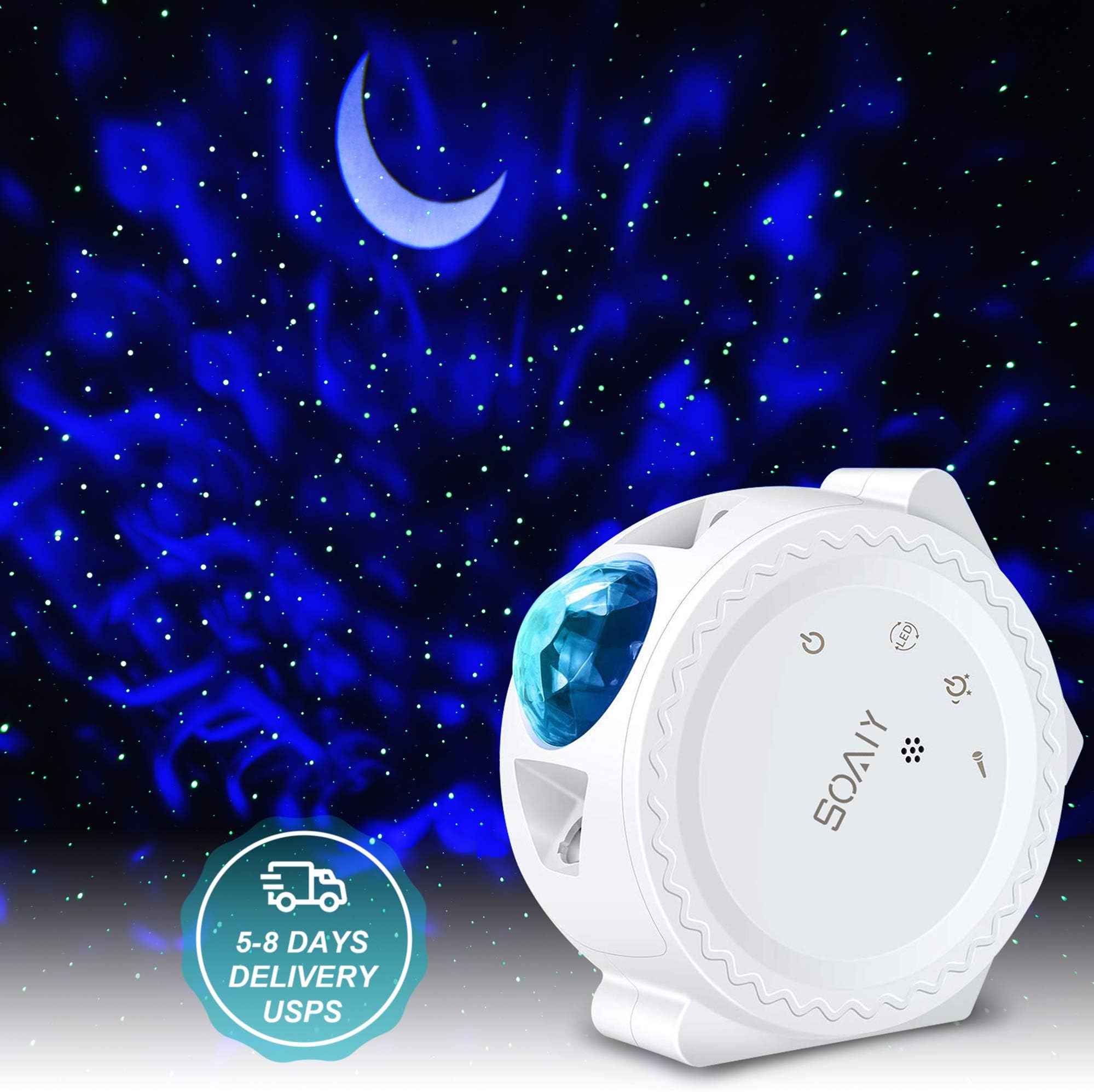 Star Night Light Projector, 3 in 1 Moon Star Water Pattern LED Laser Projector Light with 6 Lighting Show, Voice Control, Timer, UL Adapter, Galaxy Projector Sky Lights for Bedroom, Game Room, Party