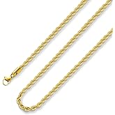 Monily Valentine's Day gifts 24k Real Gold Plated Rope Chain 1.5mm 2.5mm 5mm Stainless Steel Twist Chain Necklace for Men Women