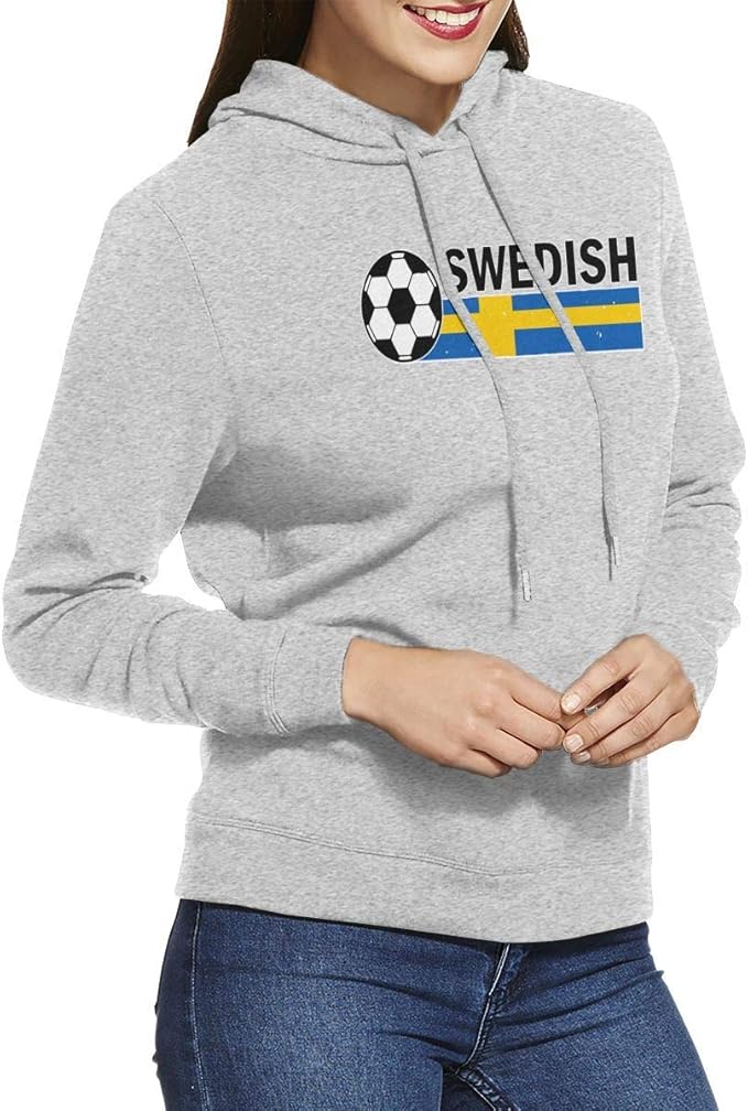 Women's Sweatshirt Swedish Flag Soccer Football Hoodies Without Pockets