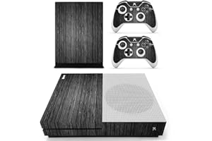 UUShop Protective Vinyl Skin Stickers for Microsoft Xbox One S with Two Free Wireless Controller Decals (Grey Wood)
