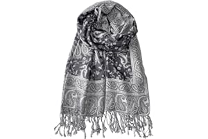 Wendyfull Pashmina Scarf for Women Shawls and Wraps Reversible Paisley Vintage Jacquard Soft Silky Rave Scarves Men