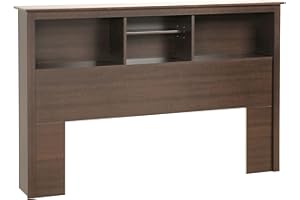 Prepac Stylish Full/Queen Headboard with 3 Compartments, Deep Bookcase Style Headboard for Full/Queen Size Beds 11" D x 65.75" W x 43" H, Espresso, ESH-6643