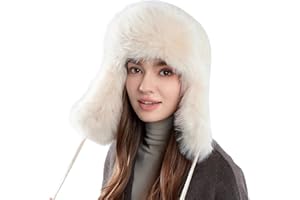KAICAILA Trapper Hat with Faux Fur Linning Eskimo Windproof, Women Winter Warm Hats Men's Russian Ushanka Hunting Hat