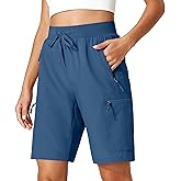 Ksmien Women's Hiking Cargo Shorts Quick Dry Lightweight Summer Shorts with Zipper Pockets for Travel Golf Camping