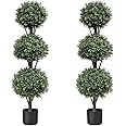 momoplant (Set of 2) 56 inch-4.7Ft Artificial Boxwood Topiary Ball Tree Topiaries Greenery Indoor/Outdoor Plants