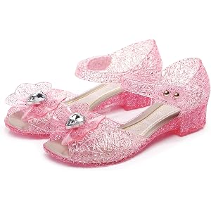 Naihoow Girls Princess Jelly Sandals Cosplay Party Dress Up Mary Jane Shoes