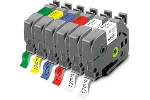 Pristar 6-Pack Compatible Brother P Touch Label Tape Replacement for TZe-231 TZ-231 TZe-431 TZe-531 TZe-631 TZe-731 TZe 12mm 0.47 Laminated Label Maker Tape Multi-Color for PT-D210 H110 D220 D410 D600
