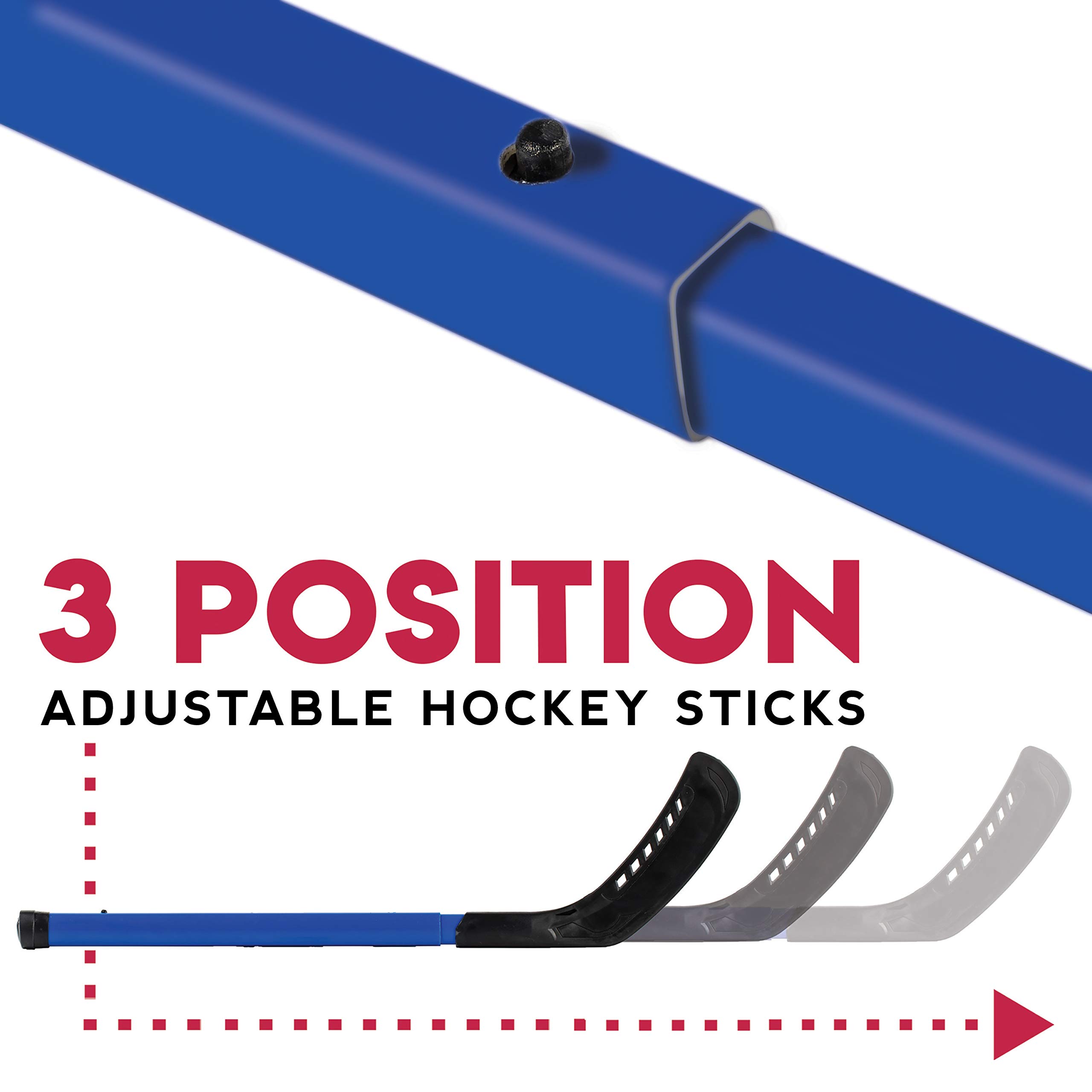 Franklin Sports Indoor Mini Goal Sports Set - 3 in 1 Kids Indoor Goal Set - Indoor Mini Floor Hockey, Knee Hockey, and Mini Soccer Set for Kids, Blue, 22 x 17.5-Inch