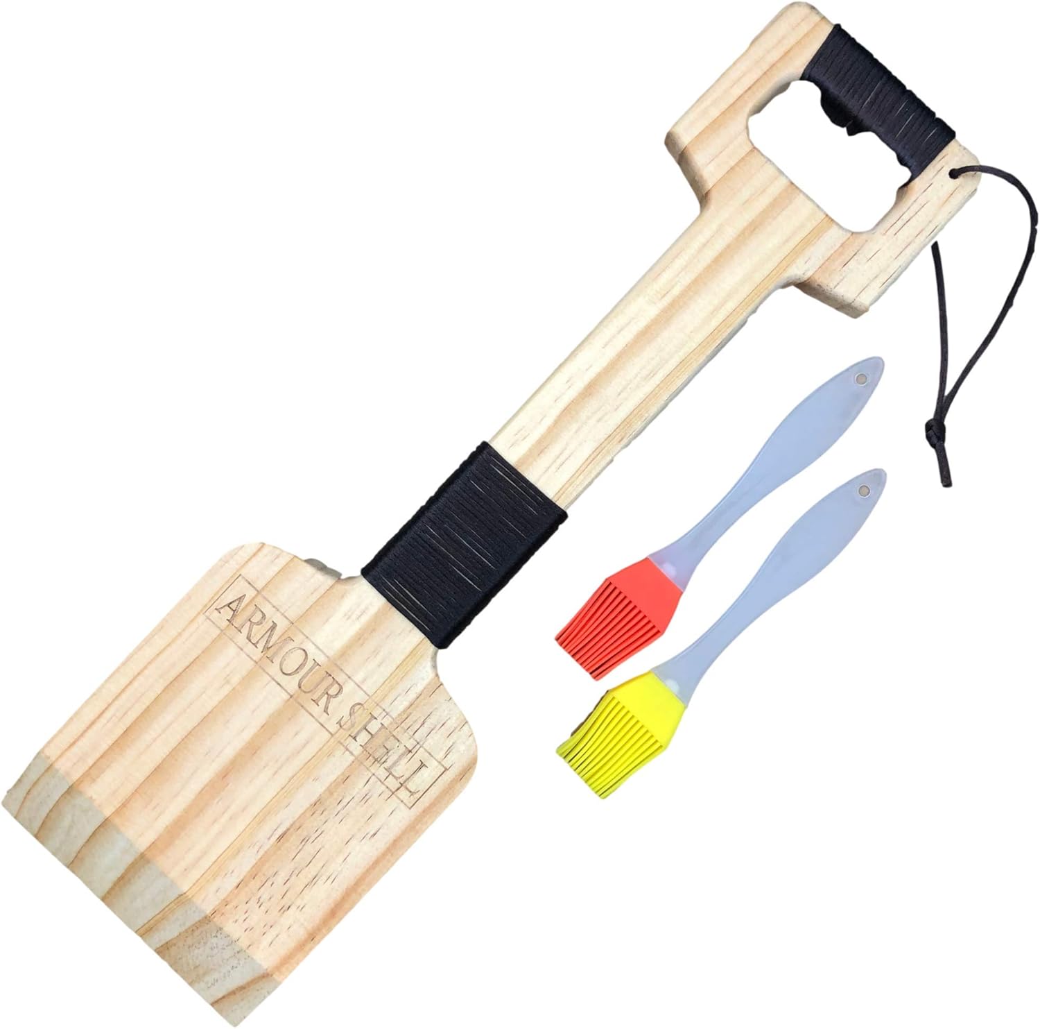 Armour Shell Cedar Wood Grill Scraper BBQ Brush Scrubber