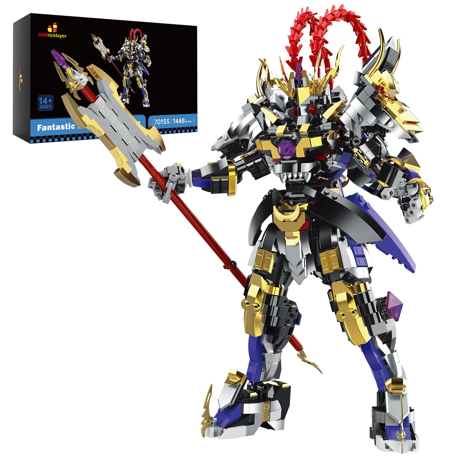 JMBricklayer Mech Sets Building Blocks Toy 70155, Mechs Robot Building Sets for Adults, Hero Warrior Mecha Model Kit for 14+, Cool Mech with Weapons for Display Decor Gifts Ideas (1,448PCS)