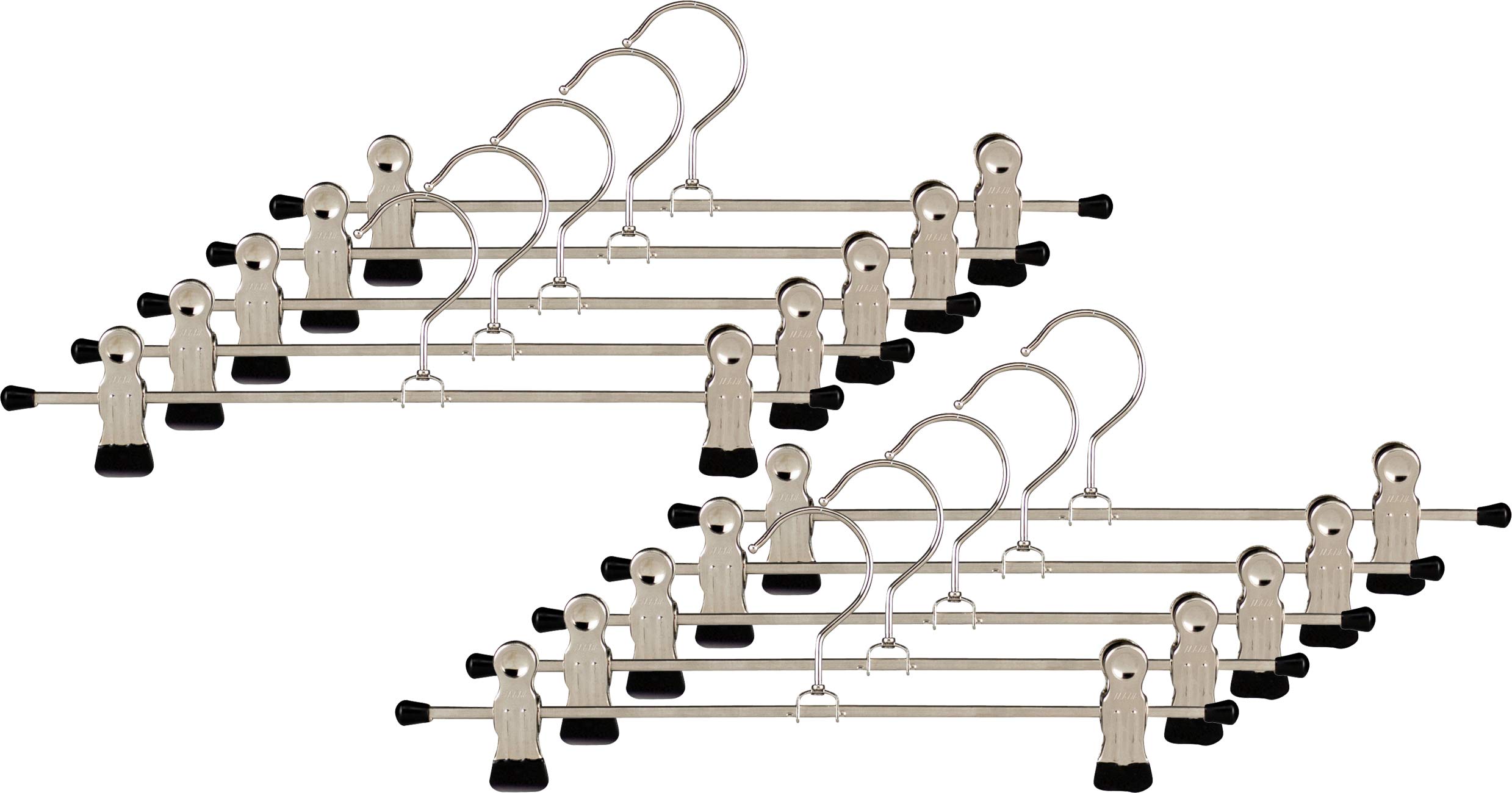 MAWA Hanger for Clothes with Clips, Clip K/D, Set of 10, Space-Saving Hanger for Trousers and Skirts, with Anti-Slip Coated Clips, 360° Rotatable, 30 cm, Black