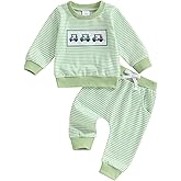 Amnnchya Toddler Boy Girl Golf Outfit Stripes Long Sleeve Sweatshirt Shirt Cute Pants Set Kids Baby Fall Winter Clothes