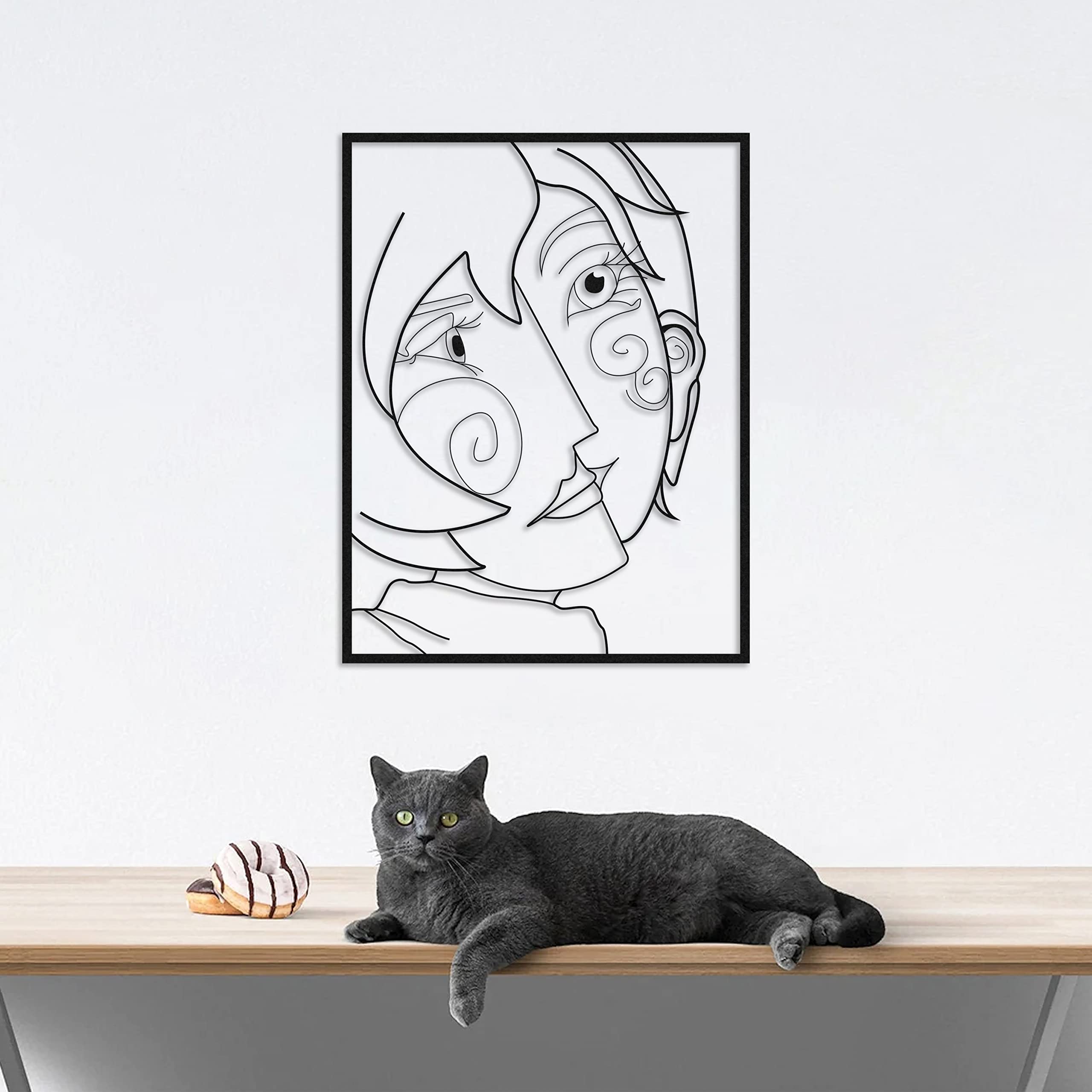 DV DECOVIENO Picasso Series Metal Wall Decor, Minimalist Decor, Metal Wall Art, Home Wall Hangings, Geometric WallArt, Home Art Decoration, Gift, Black, Dimension (60 x 46cm)