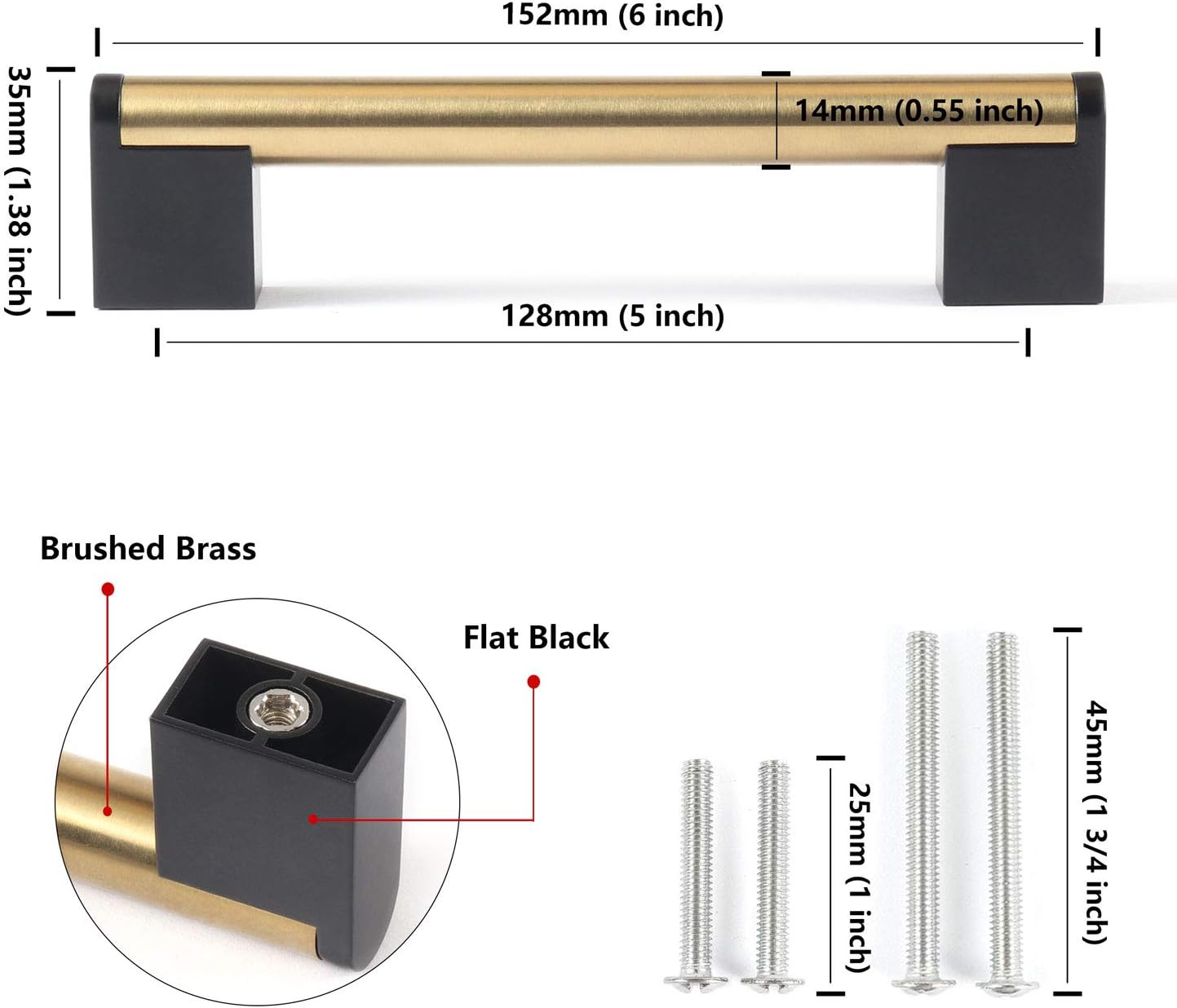 Fulgente Golden Pulls, Brushed Brass Handles Drawer Stainless