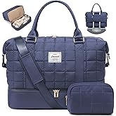 LOVEVOOK Travel Duffel Bag - Versatile Weekender Bag for Women, Puffer Carry On & Overnight Bag for Short Trips, Dark Blue