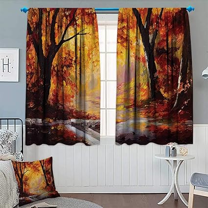 Amazon Com Anhounine Country Blackout Curtain Paint Of A Forest