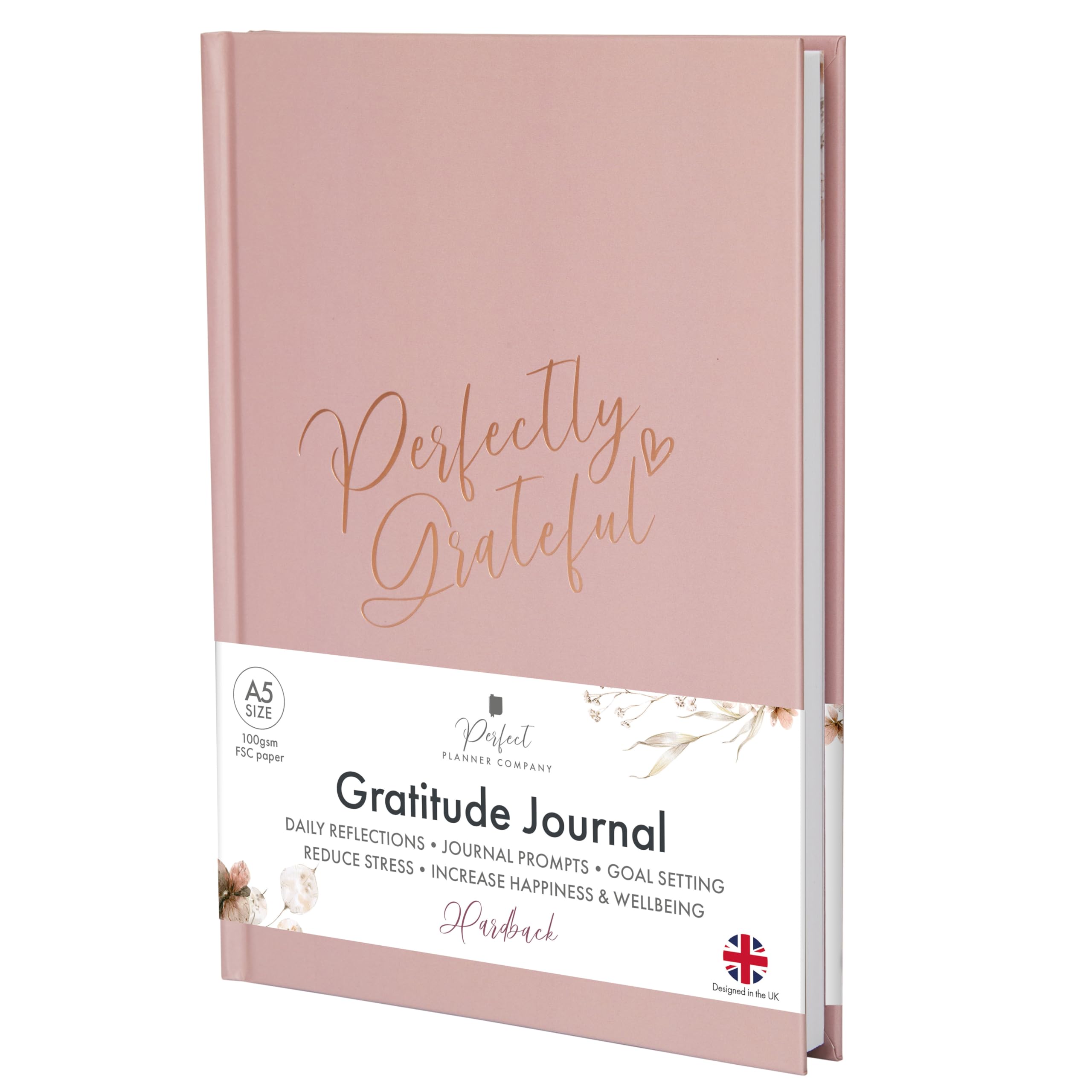 Gratitude Journal - For Gratitude and Daily Reflections - Selfcare Journal for Women and Teenagers - Reduce Stress and Overwhelm. Dusky Pink by Perfect Planner Company