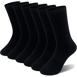 SeeyAN Kids Socks Boys Girls Athletic Crew Classic Cotton School Uniform Black White Grey Dress Socks 6 Pairs