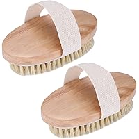 2pcs Dry Brushing Body Brush Natural Bristles Dry Skin Exfoliating Brush Body Scrub Bath Brush for Bath Spa Shower Massage, I