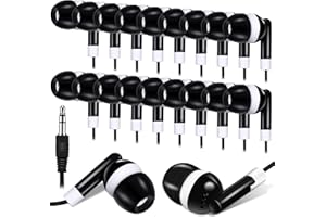 Konohan 100 Pcs Bulk Earbuds for Classroom, Student Basic Headphones in Ear for Kids Schools Libraries Laptop, 3.5 MM Earbuds Dot Headphones, Individually Bagged (Black)