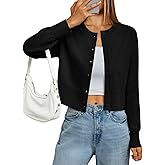 LILLUSORY Cropped Lightweight Cardigan Sweaters for Women Crew Neck Summer Clothes Fashion Spring Outfits 2026