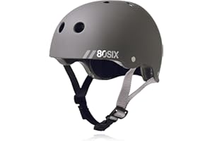 80Six Dual Certified Kids‚Äô Bike, Scooter, and Skateboard Helmet, Grey Matte, Small-Ages 14+