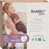 Bambo Nature Hypoallergenic Baby Diapers, Eco-Labelled Sustainable Diapers, Enhanced Leakage Protection, Totally Chlorine-free, Skin Friendly, and Super Absorbent - Size 6 (144 Count)