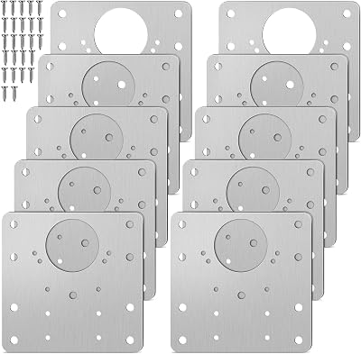 Honeueuen 10 Pack Hinges Repair Plate Kit Stainless Steel 9x9 cm with Screws