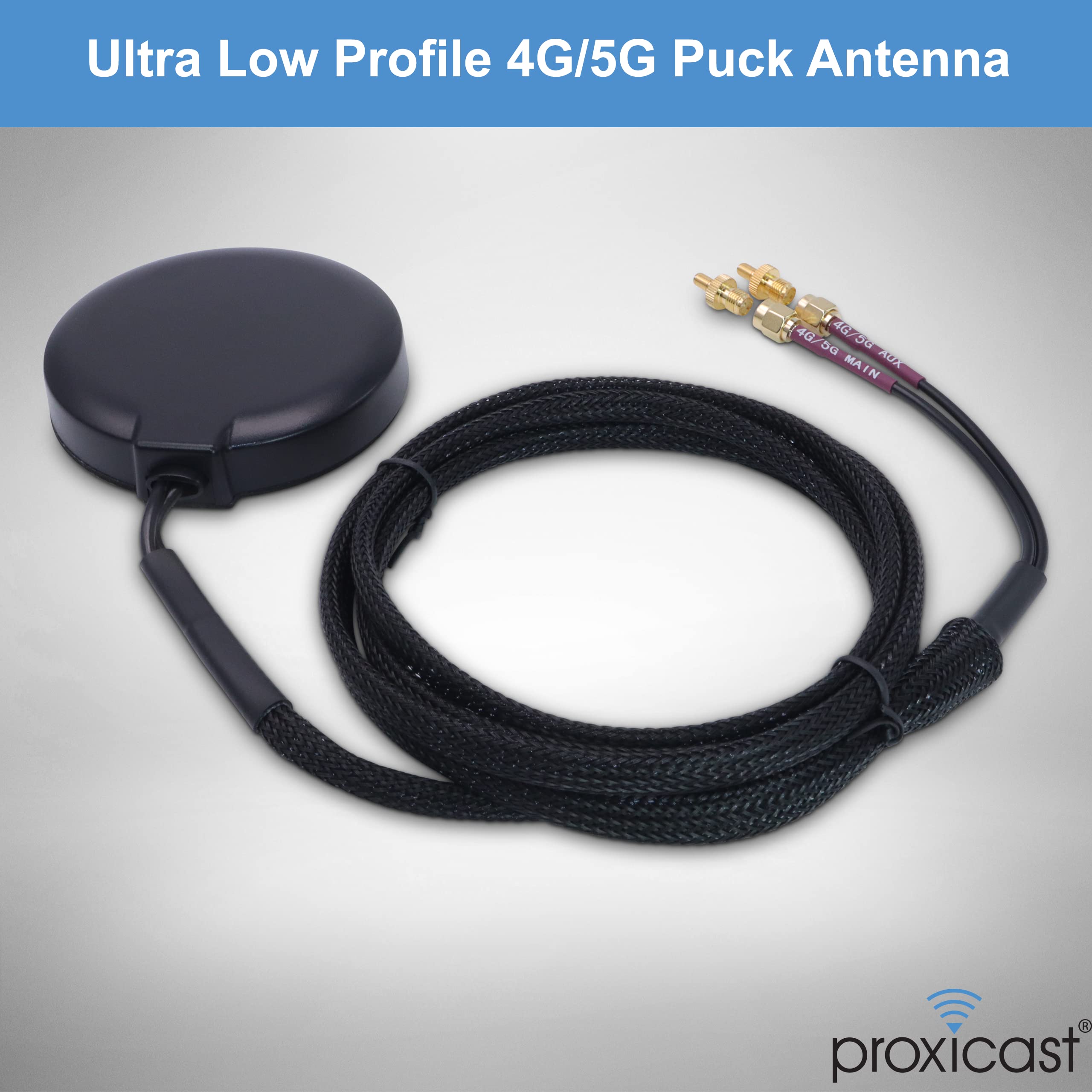 Proxicast Ultra Low Profile MIMO 4G / 5G Omni-Directional Magnetic/Adhesive Mount Antenna for Verizon, AT&T, T-Mobile Modems & Routers with SMA or TS9 External Antenna Jacks (ANT-122-M19)