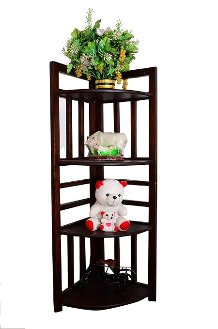 Aayu Handicrafts Wooden Rack Side Table Wall Shelf Home Furniturte Foldable Corner Rack Curved End Table Product Standard Amazon In Home Kitchen