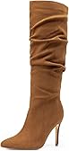 DREAM PAIRS Knee High Boots for Women Pointed Toe Stiletto High Heel Slouchy Suede with Side Zipper Tall Fashion Boots