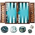 Pointworks 20 Inch Large Backgammon Sets for Adults, Green Backgammon Board, Solid Wood. Removable Accessory Tray, Premium 1.5 Inch Checkers & Dice Set, Backgammon Game Set Backgammon Table