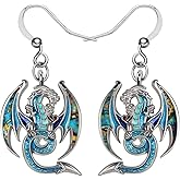 BONSNY Enamel Fantasy Colorful Dragon Dinosaur Earrings for Women Jewelry Novelty Funny Charms Original Design