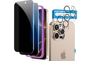 Fotbor for 2Pack iPhone 16 Pro Max Privacy Screen Protector with 2Pack Camera Lens Protector, Anti Spy 9H+ Tempered Glass with Easy Installation Kit, No Bubble