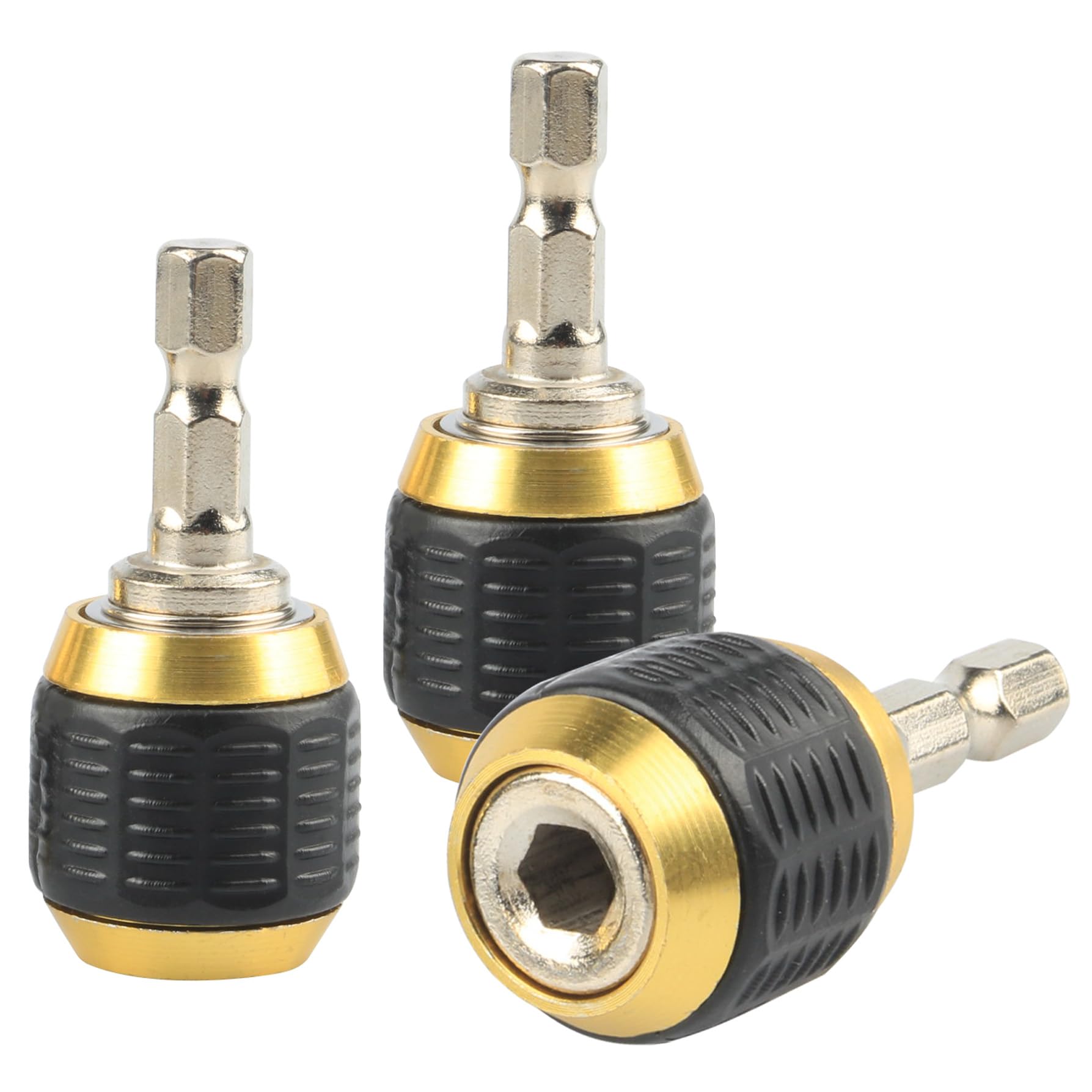 Bestgle 3Pcs Drill Bit Extension Set, 1/4" Hex Shank Self-Locking Screwdriver Bit Holder, Quick Release Chuck Adapter Tool, Chrome Vanadium Steel Drill Bit Holder, 50mm Length