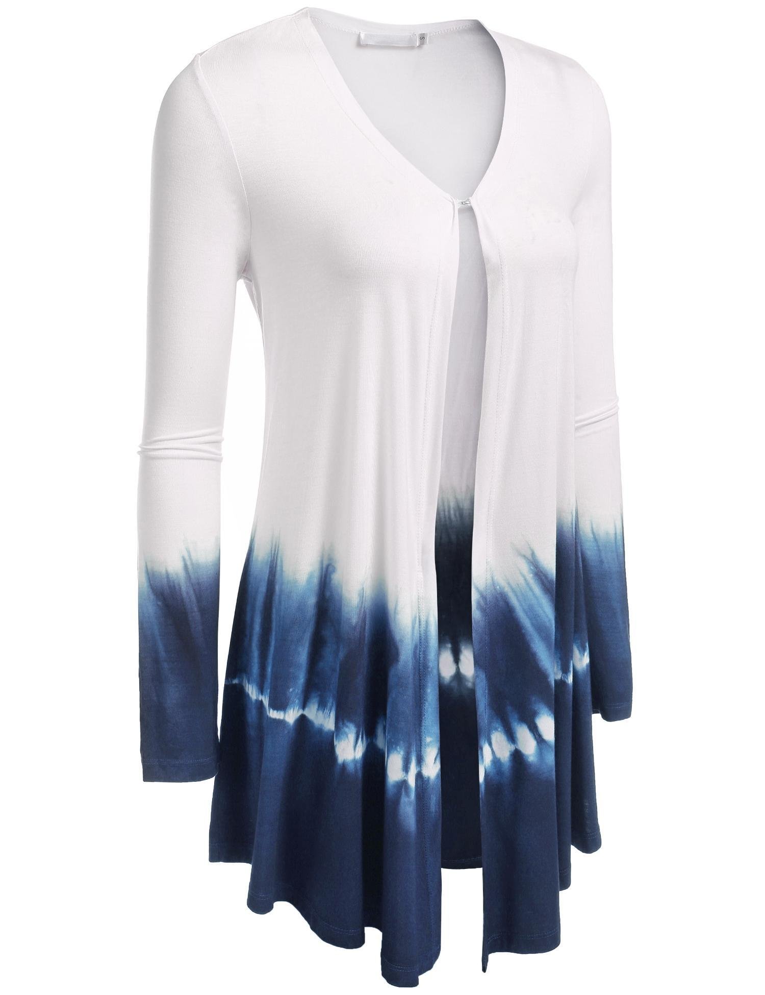 Womens Cardigans High Low Long Sleeve Open Front Lightweight Blouses Irregular Hem Draped Cardigans Blue Medium