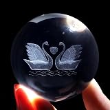 XIANNVXI 3D Double Swan Crystal Ball Paperweight with Light Base view 2