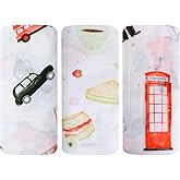 babylosophy Baby Swaddle Blanket, Pure 100% Cotton, 3 Pack, Muslin Blanket for Boys & Girls, Baby Receiving Swaddle (So British)