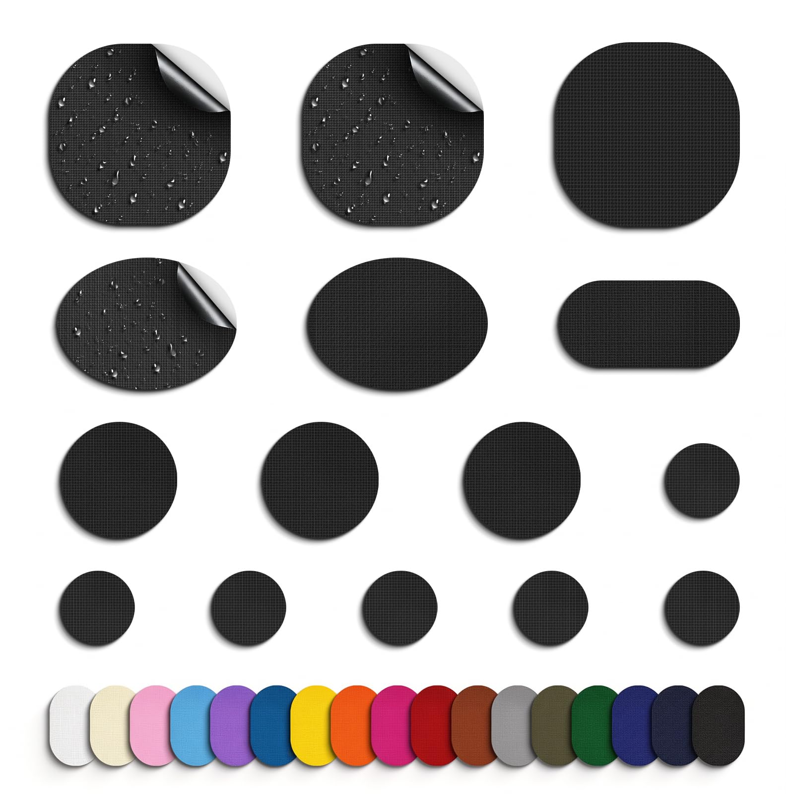 Skystuff 45 Pcs Down Jacket Repair Patch for Puffer Jackets Coats, Nylon Fabric Repair Tape Pre-Cut Self-Adhesive Patches for Clothing, Down Jacket Rip, Tent, Outerwear, Waterproof Lightweight