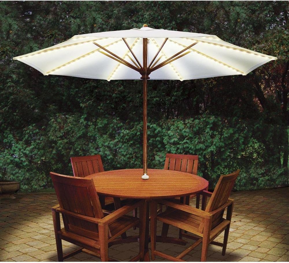 Amazon Com Blue Star Group Brella Lights Patio Umbrella Lighting System With Power Pod 6 Rib White Garden Outdoor