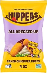 Hippeas Chickpea Puffs, All Dressed Up, 4 oz Bag, Baked | Crunchy Chickpea Snacks with 3g Plant Protein, 2g Fiber & 50% Less 