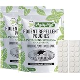 Mighty Mint Rodent Repellent Pouches with Glue Dots, 10 Count Pack of 2 | Peppermint, Castor Oil and Cinnamon Formula, Indoor Deterrent for Mice and Rodents, Plant-Based, Long-Lasting Protection