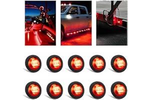 FABOOD F 10PCS Sealed Waterproof Red 3/4" Mini Round Clearance LED Front Rear Side Indicator Bullet Grommet Marker Bumper Grille Light for Truck RV Car Bus Trailer Pickup Van Caravan Boat