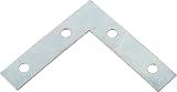 Merriway BH00143 5 Pcs Flat Corner Brackets 75mm Zinc Plated Repair Plates view 2