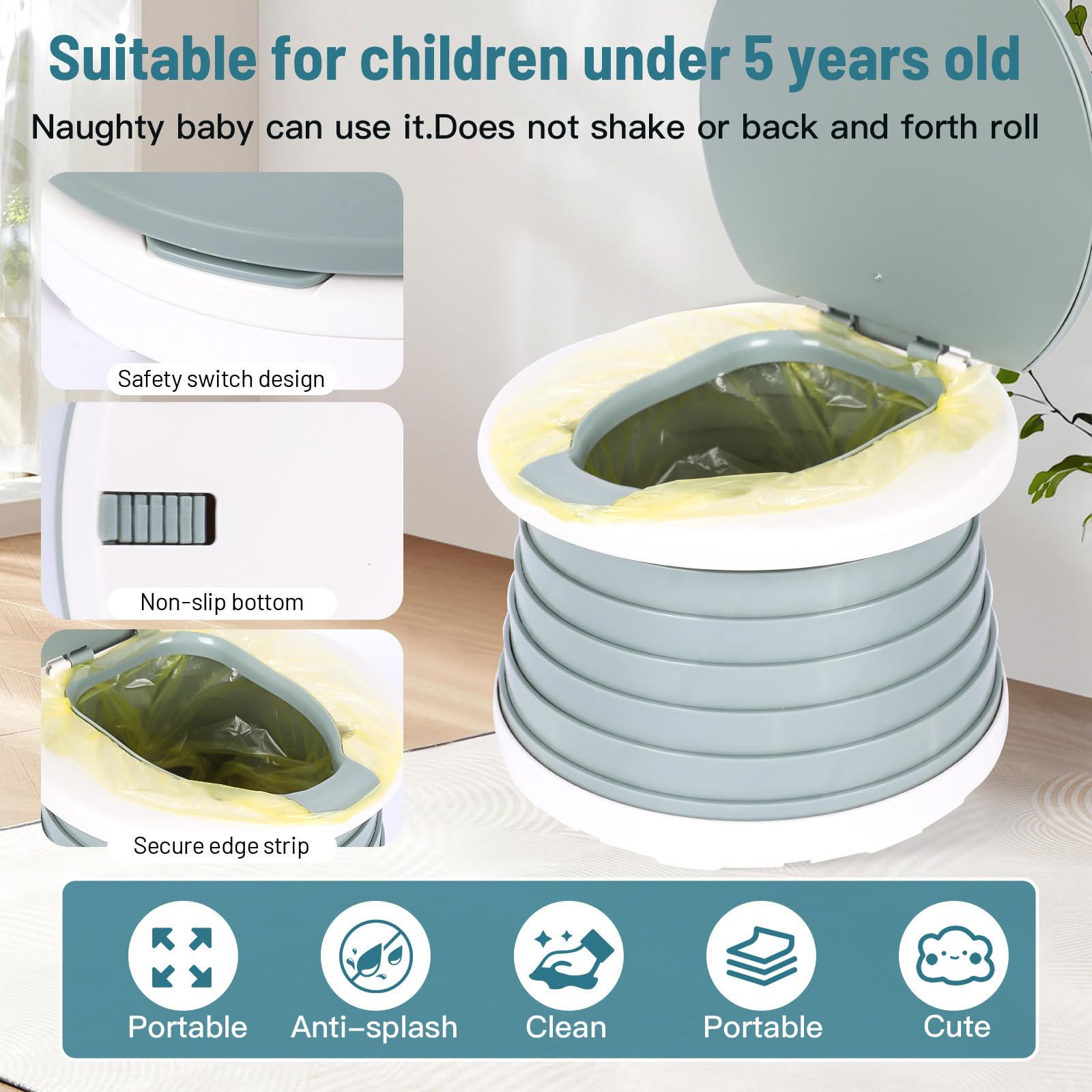 SunnySmile portable, foldable potty seat for toddler, Training Toilet Seat Emergency Toilet for Car, Camping, Outdoor, indoor (grey, small)